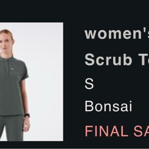 Women's Green Scrub Top - Size S Montex top scrub Figs